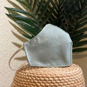 Pastel Blue / Faux Snake Print Face Mask